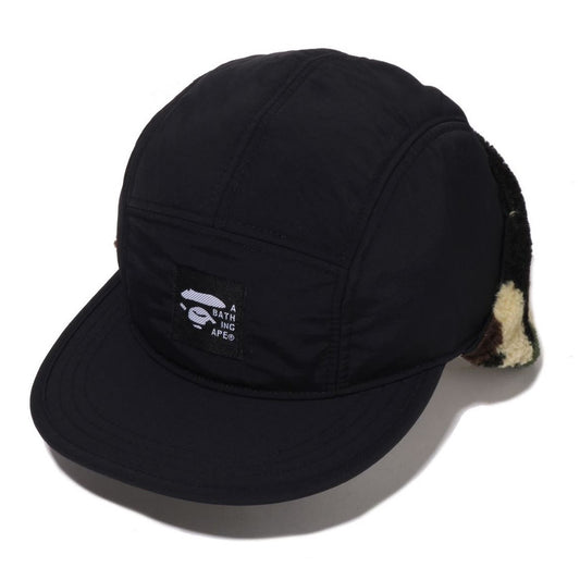A BATHING APE BAPE 1ST CAMO PUFFY FLIGHT CAP BLACK