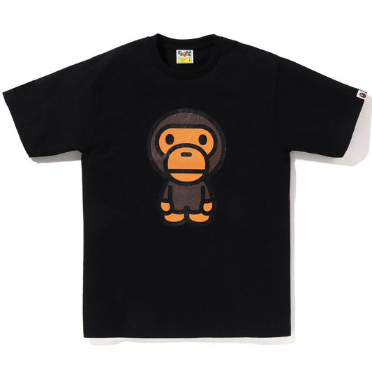 A BATHING APE BAPE GLITTER BIG BABY MILO TEE BLACK