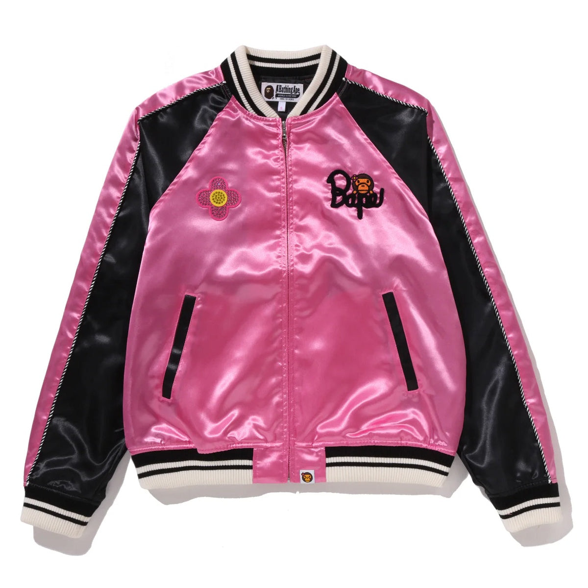 A BATHING APE BAPE LADIES' CRISTAL STONE BABY LISA SOUVENIR JACKET PURPLE