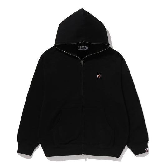 A BATHING APE BAPE ONE POINT FULL ZIP HOODIE BLACK