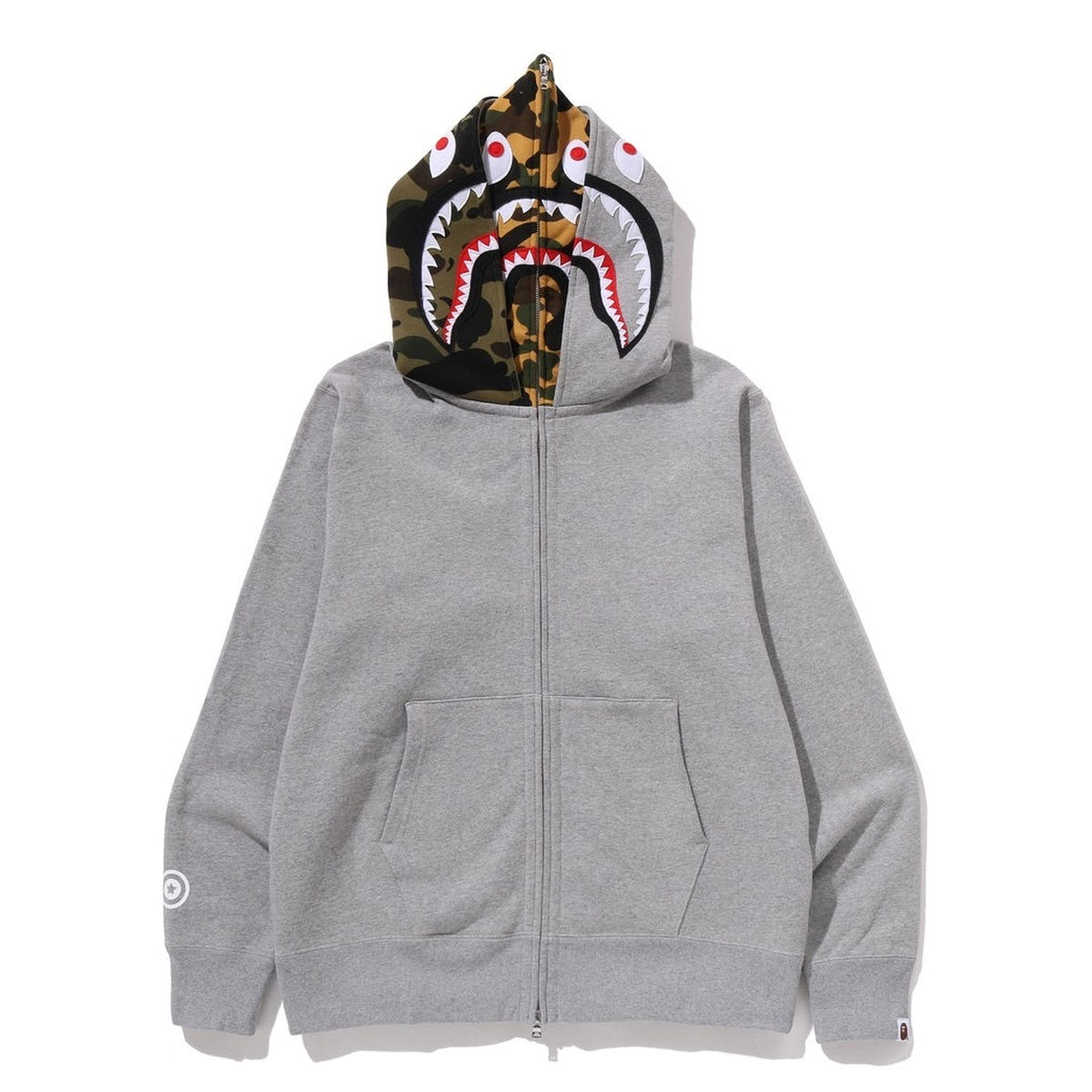 A BATHING APE BAPE SHARK FULL ZIP DOUBLE HOODIE GRAY