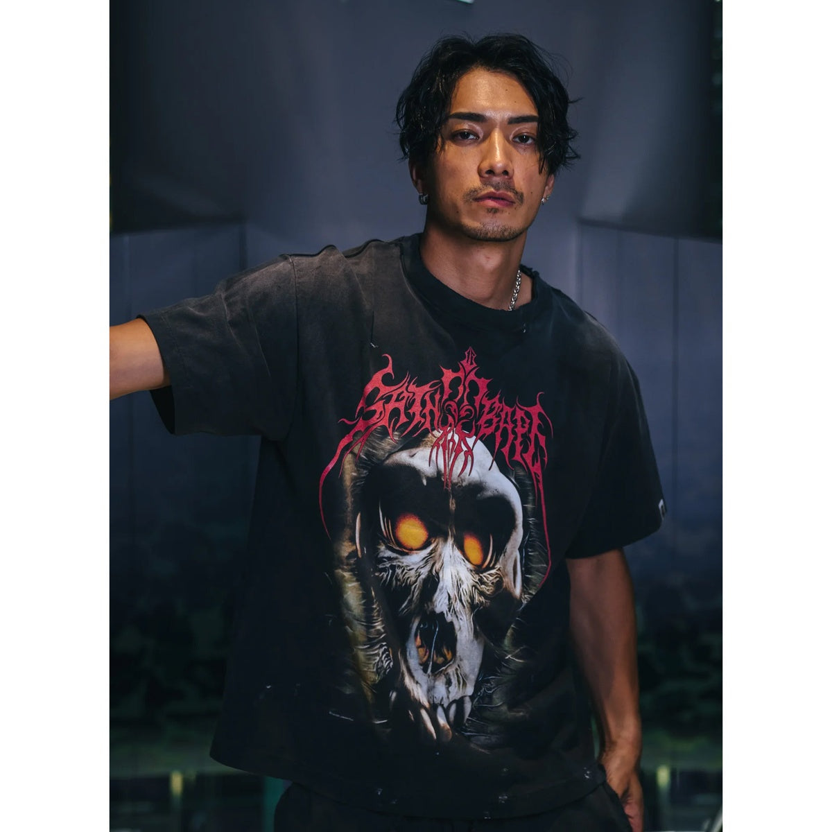 A BATHING APE BAPE SAINT MXXXXXX SAINT BAPE TEE BLACK