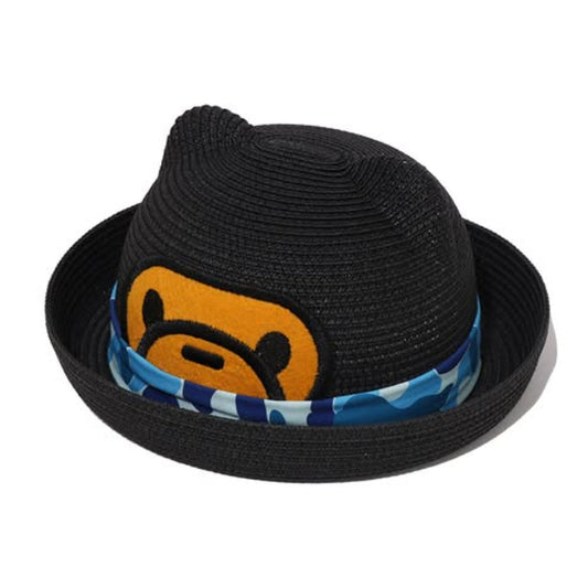 A BATHING APE BAPE KIDS ABC CAMO MILO FACE BLADE HAT BLACK