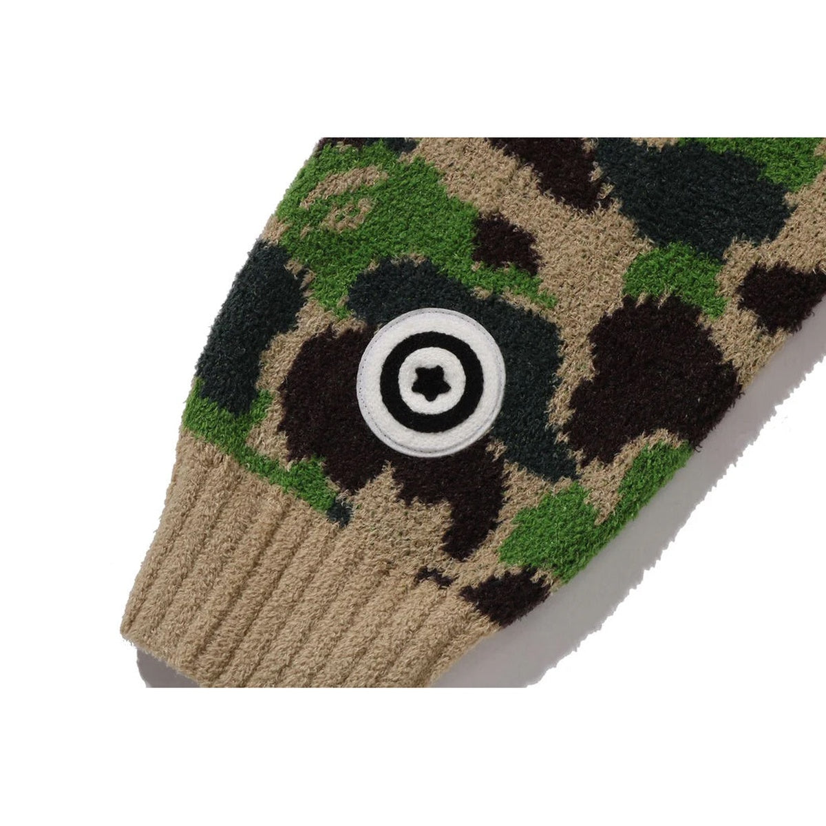 A BATHING APE BAPE LADIES' ABC CAMO TOWEL JACQUARD SHARK CROPPED FULL ZIP HOODIE GREEN