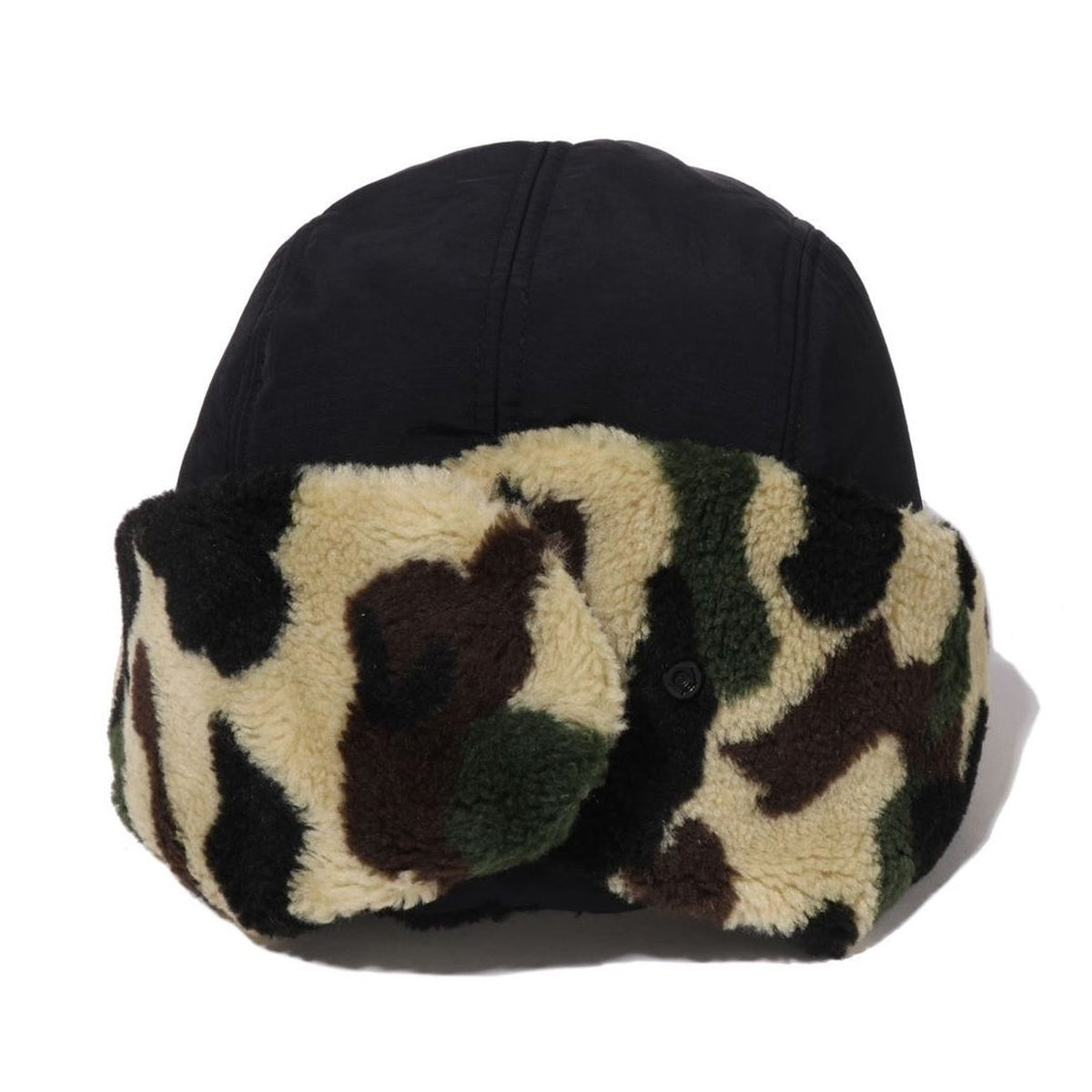 A BATHING APE BAPE 1ST CAMO PUFFY FLIGHT CAP BLACK