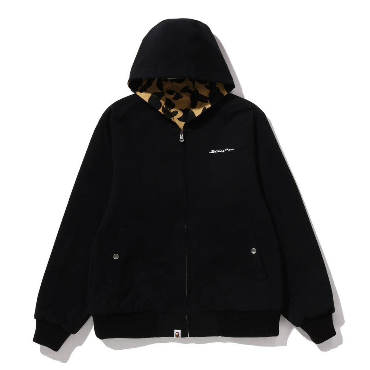 A BATHING APE BAPE 1ST CAMO REVERSIBLE ZIP HOODIE JACKET YELLOW
