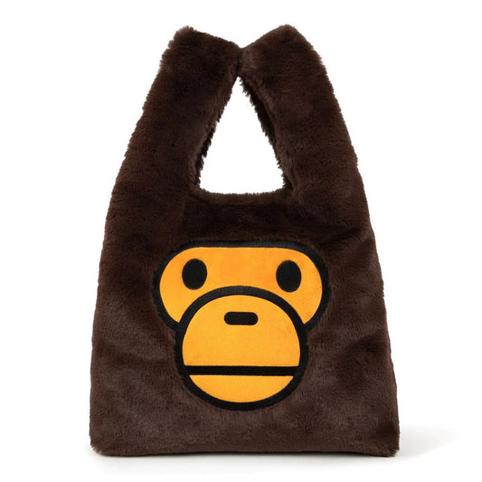 A BATHING APE BAPE BABY MILO STORE BABY MILO FUR TOTE BAG BROWN