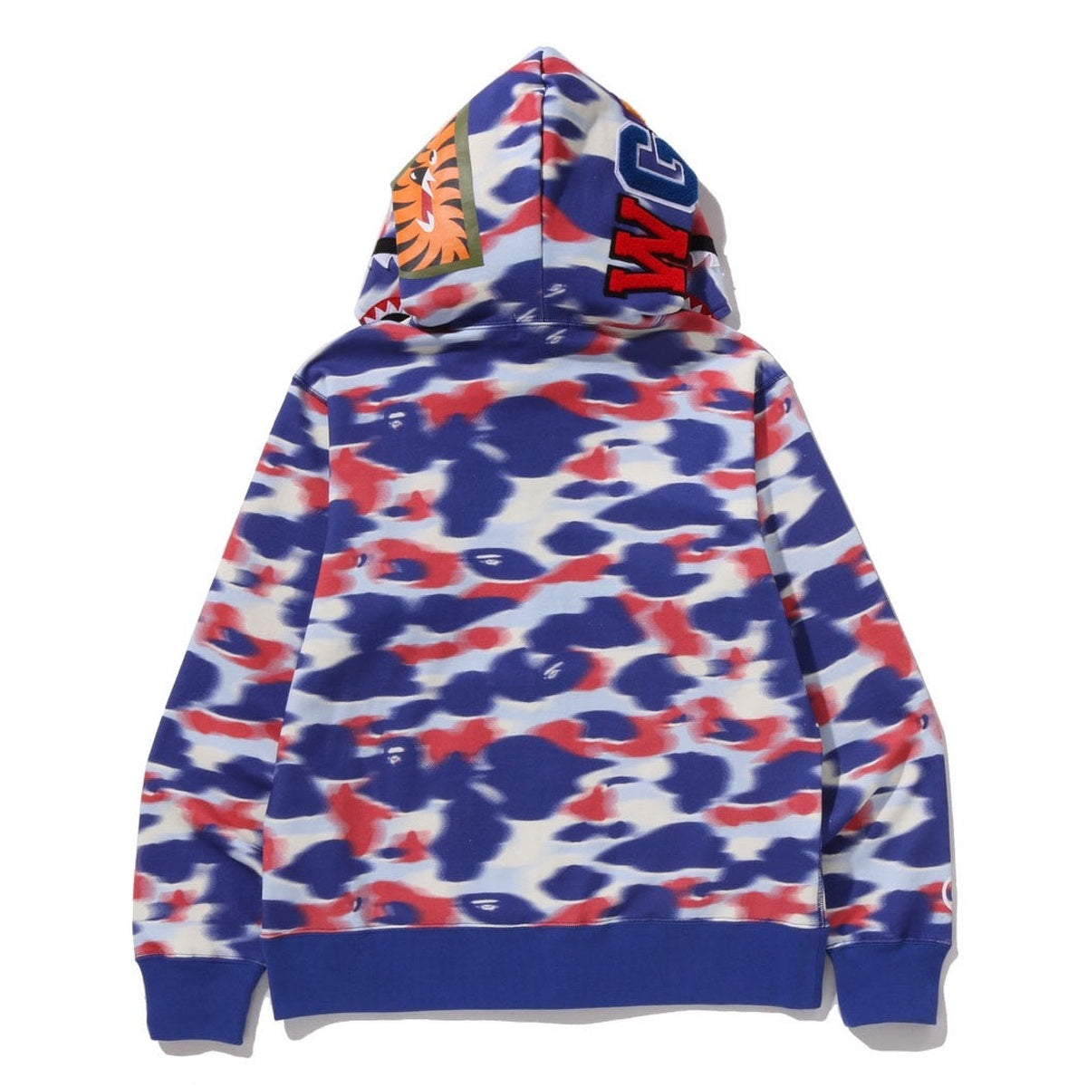 A BATHING APE BAPE SCREEN CAMO SHARK FULL ZIP HOODIE BLUE
