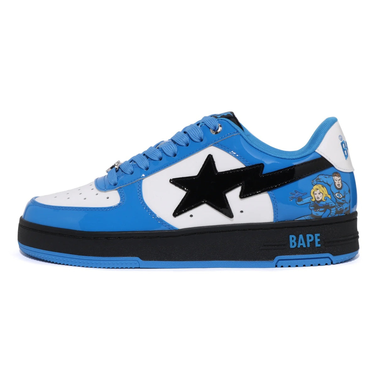 A BATHING APE BAPE STA BAPE F4 MARVEL THE FANTASTIC 4 MR.FANTASTIC & THE INVISIBLE WOMAN BLUE