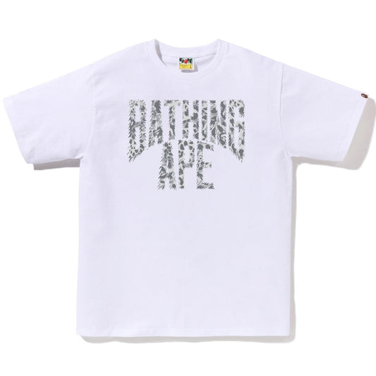 A BATHING APE BAPE WILD LEOPARD PATTERN NYC LOGO TEE WHITE GRAY