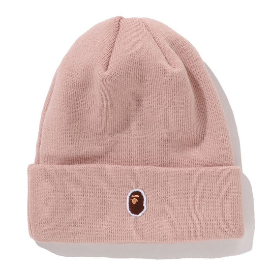 A BATHING APE BAPE APE HEAD ONE POINT NEW ERA KNIT CAP PINK