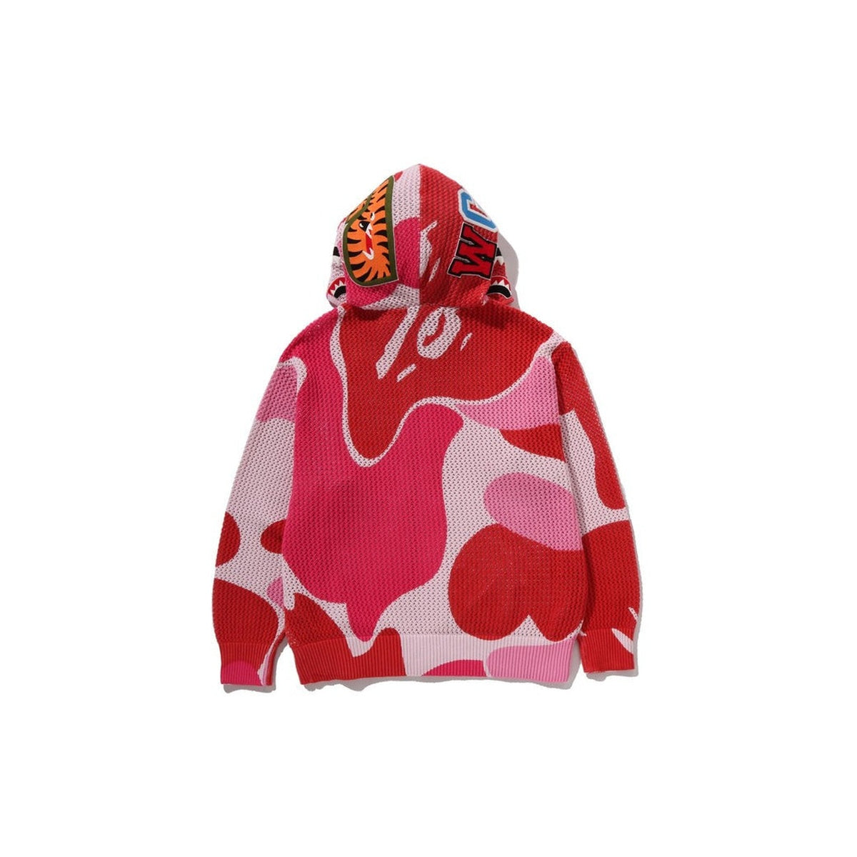 A BATHING APE BAPE ABC CAMO CROCHET SHARK RELAXED FIT FULL ZIP HOODIE PINK