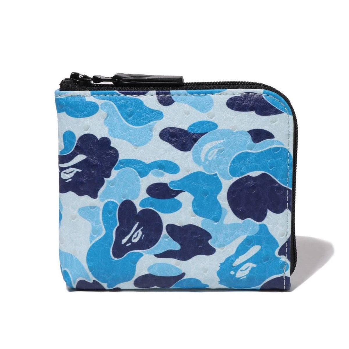 A BATHING APE BAPE ABC CAMO MINI ZIPPED WALLET BLUE
