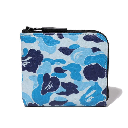 A BATHING APE BAPE ABC CAMO MINI ZIPPED WALLET BLUE