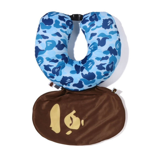 A BATHING APE BAPE ABC CAMO 2WAY APE HEAD NECK PILLOW BLUE