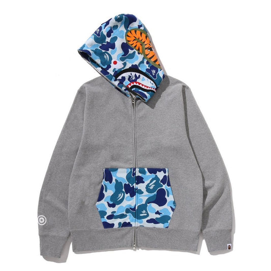 A BATHING APE BAPE ABC CAMO SHARK FULL ZIP HOODIE GRAY
