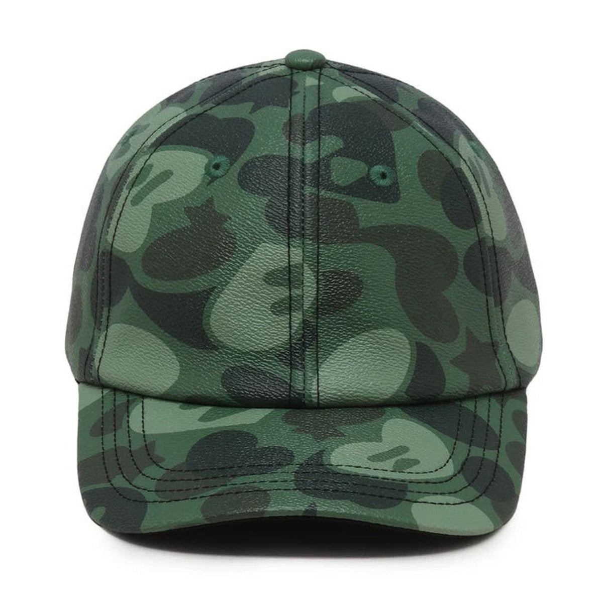 A BATHING APE BAPE LADIES' - APEE FAUX LEATHER BASEBALL CAP GREEN