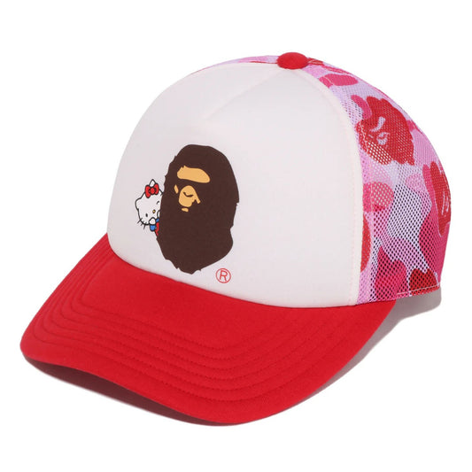 A BATHING APE BAPE SANRIO CHARACTERS MESH CAP HELLO KITTY PINK