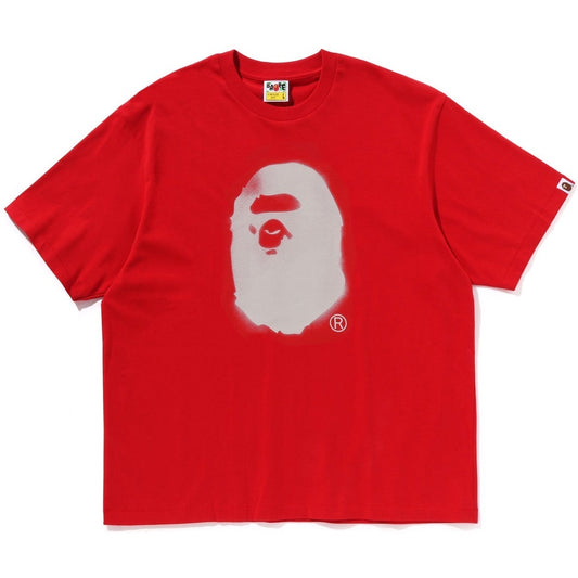 A BATHING APE BAPE SPRAY PRINT APE HEAD RELAXED FIT TEE #2 RED