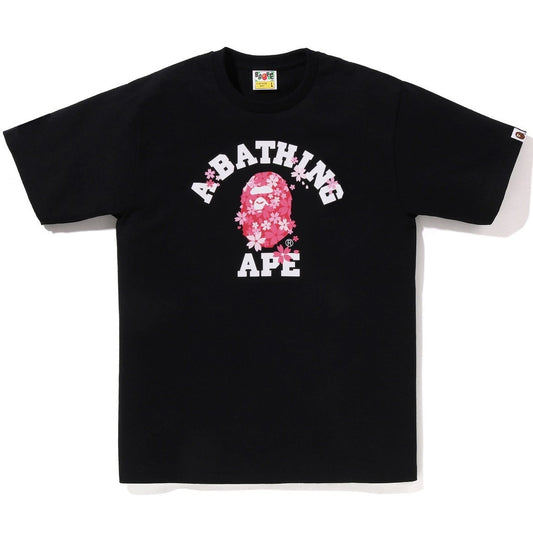 A BATHING APE BAPE SAKURA COLLEGE TEE BLACK