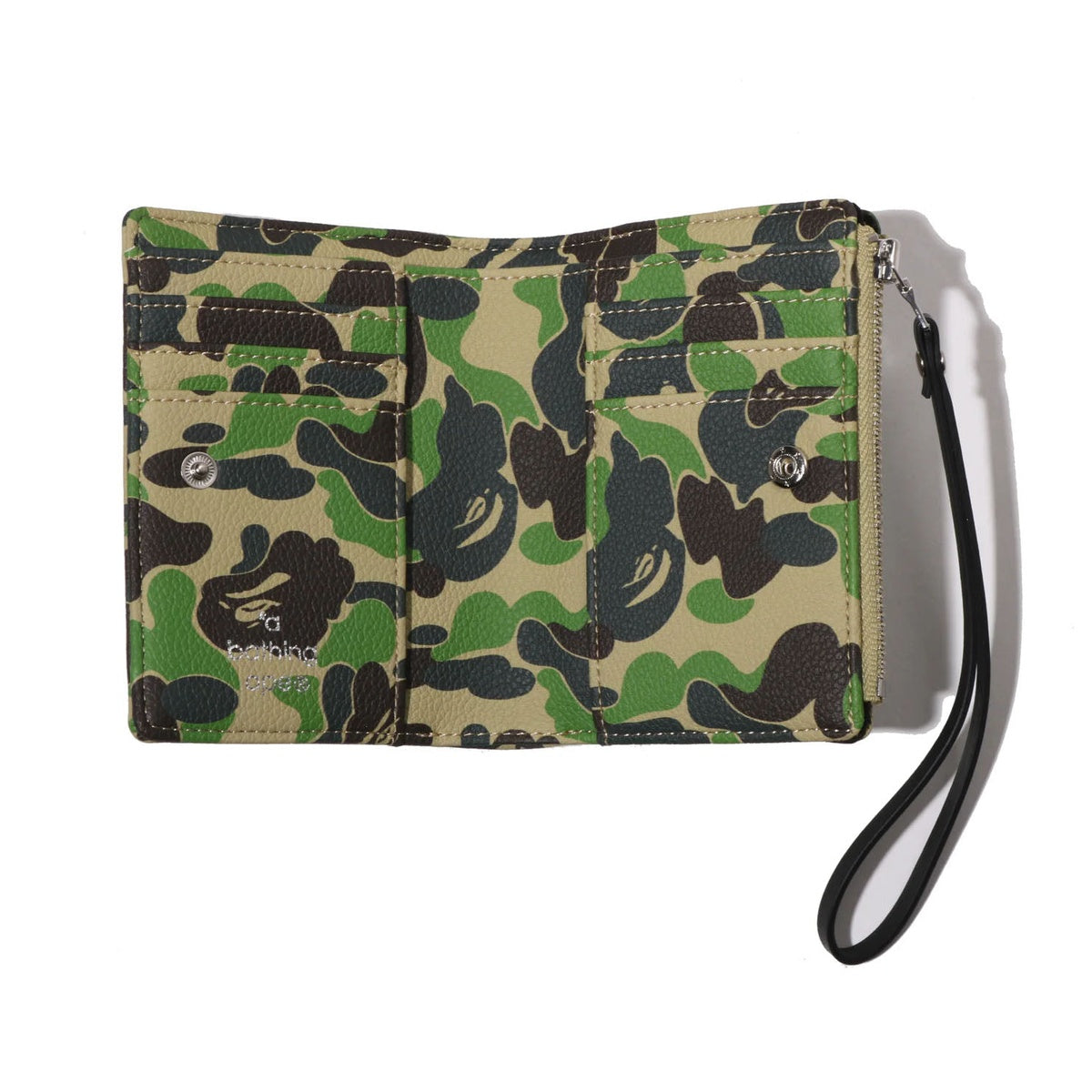 A BATHING APE BAPE LADIES' ABC CAMO WALLET GREEN