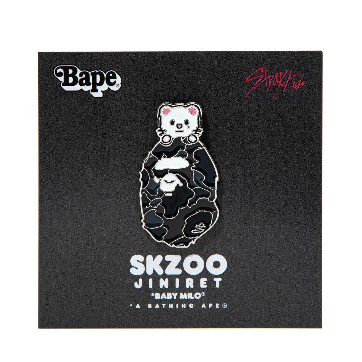 A BATHING APE BAPE STRAYKIDS JINIRET METAL PIN BLACK