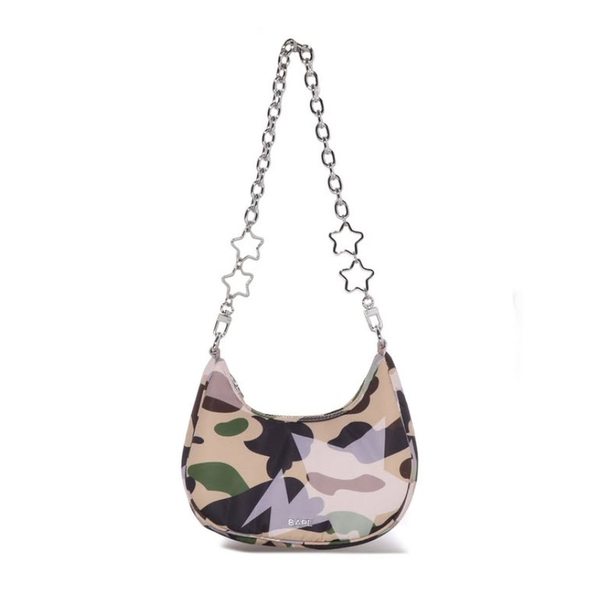 A BATHING APE BAPE Ladies' STA OVER PRINT 1ST CAMO QUILTING MOON SHAPE BAG YELLOW