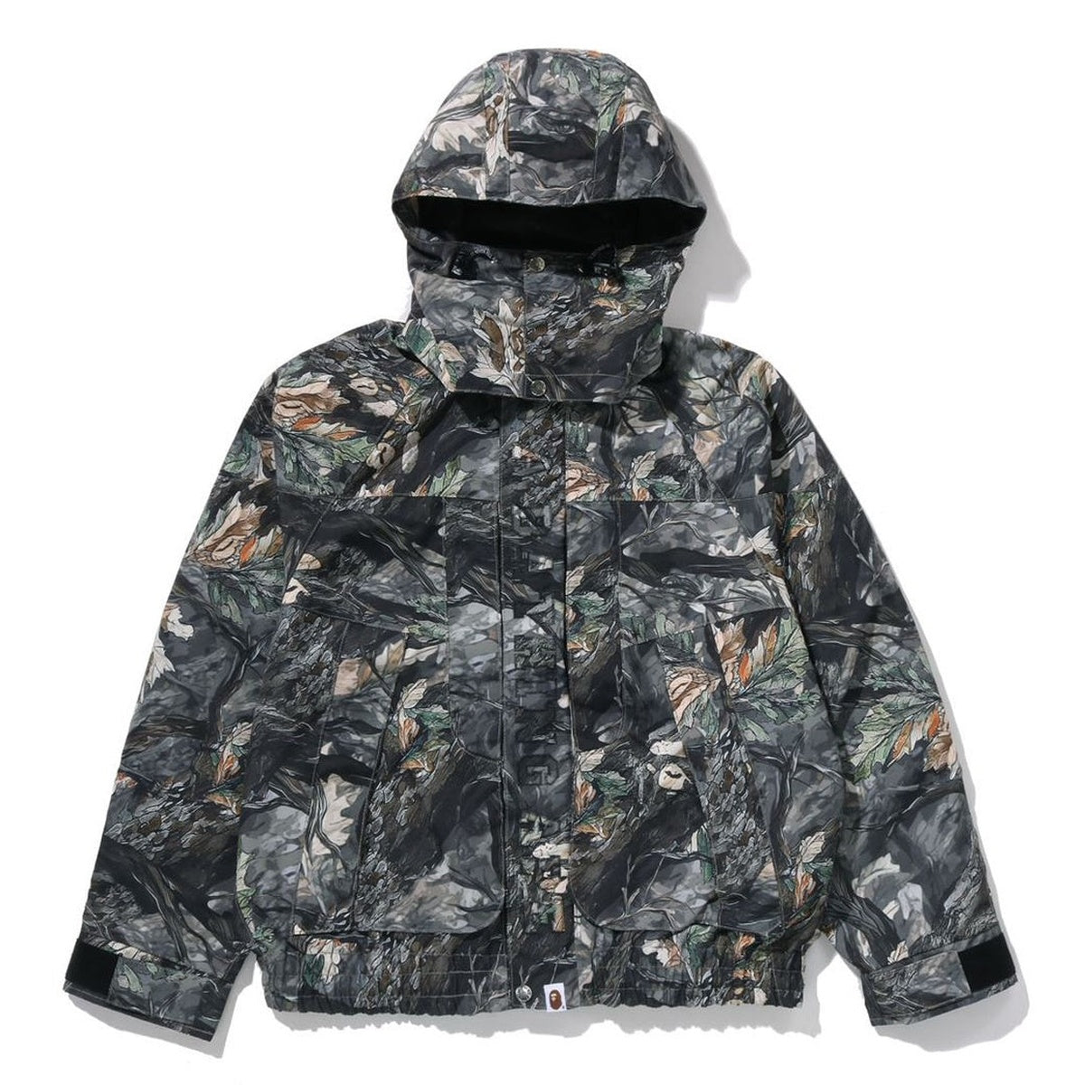 A BATHING APE BAPE TREE EDGE CAMO HOODED SNOWBOARD JACKET BROWN
