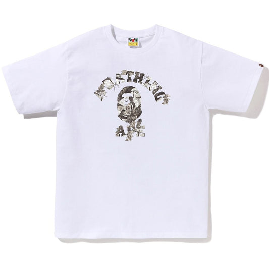 A BATHING APE BAPE TREE EDGE CAMO COLLEGE TEE WHITE WHITE