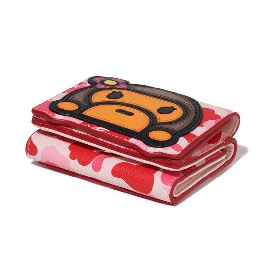 A BATHING APE BAPE LADIES' ABC BABY LISA LEATHER WALLET PINK