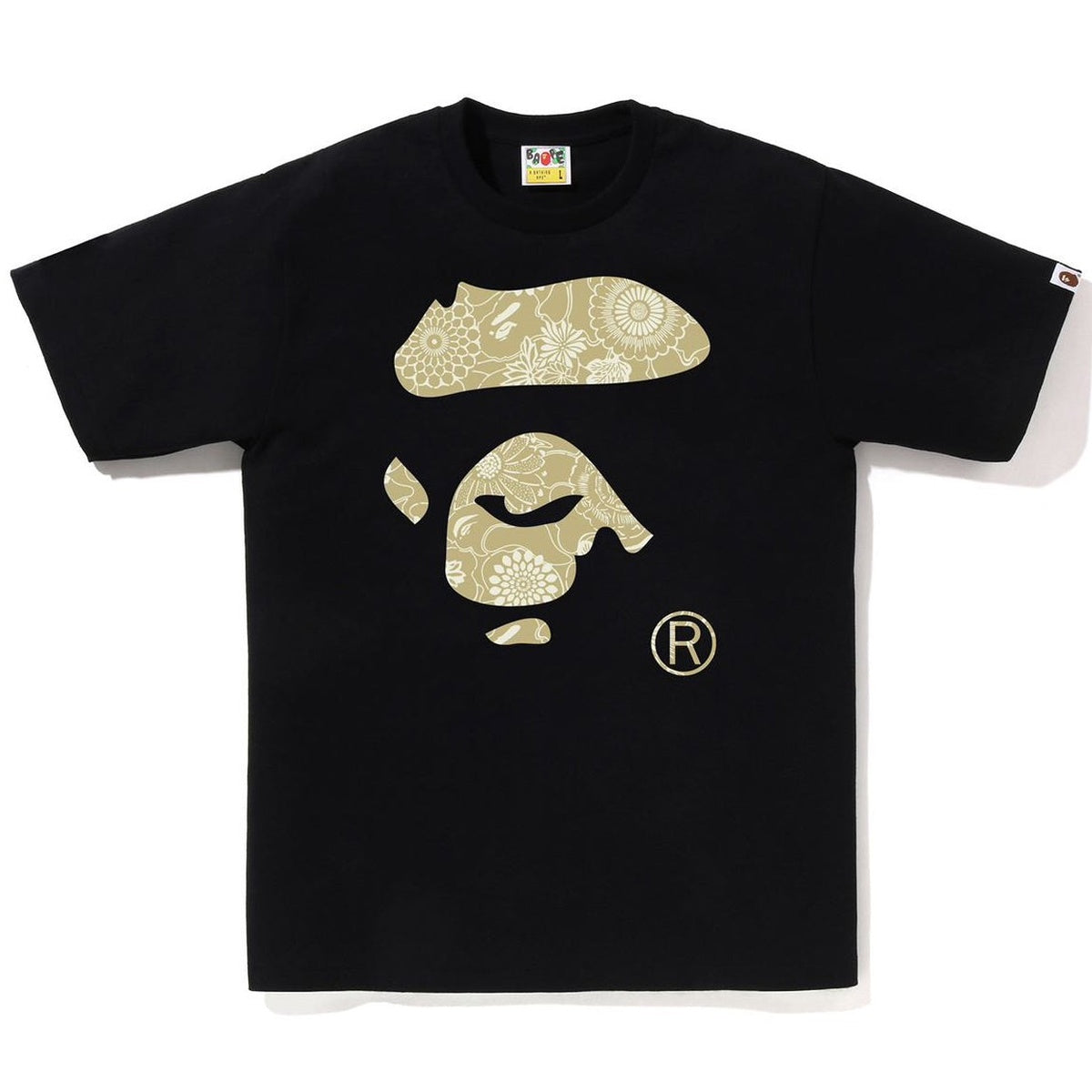 A BATHING APE BAPE JAPANESE INDIGO ART CAMO APE FACE TEE BLACK