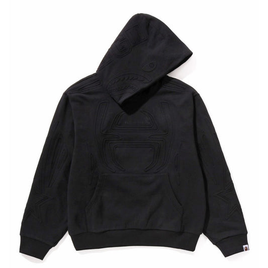 A BATHING APE BAPE PADDED SHARK CROPPED FIT PULLOVER HOODIE GRAY
