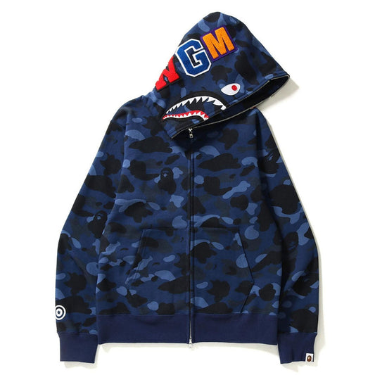 A BATHING APE BAPE COLOR CAMO SHARK HOODIE NAVY