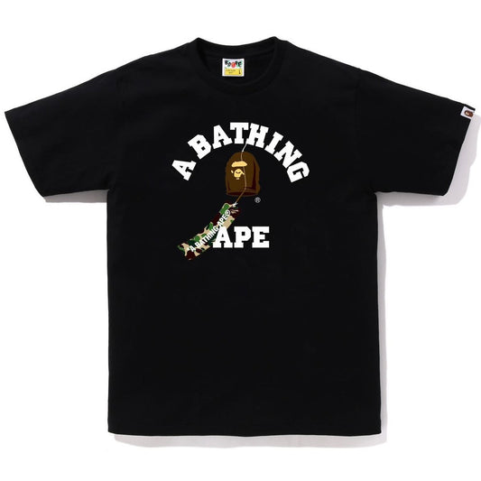 A BATHING APE BAPE JAPANESE WIND CHIMES COLLEGE TEE BLACK