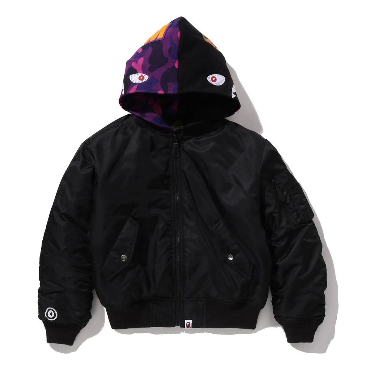 A BATHING APE BAPE Ladies' SHARK HOODIE MA-1 JACKET BLACK