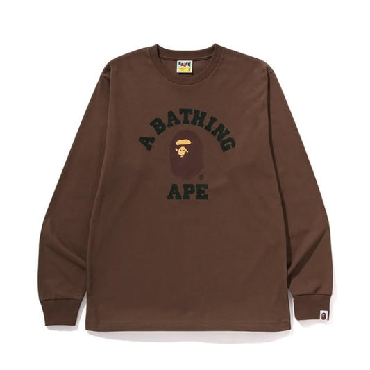 A BATHING APE BAPE COLLEGE L/S TEE BROWN