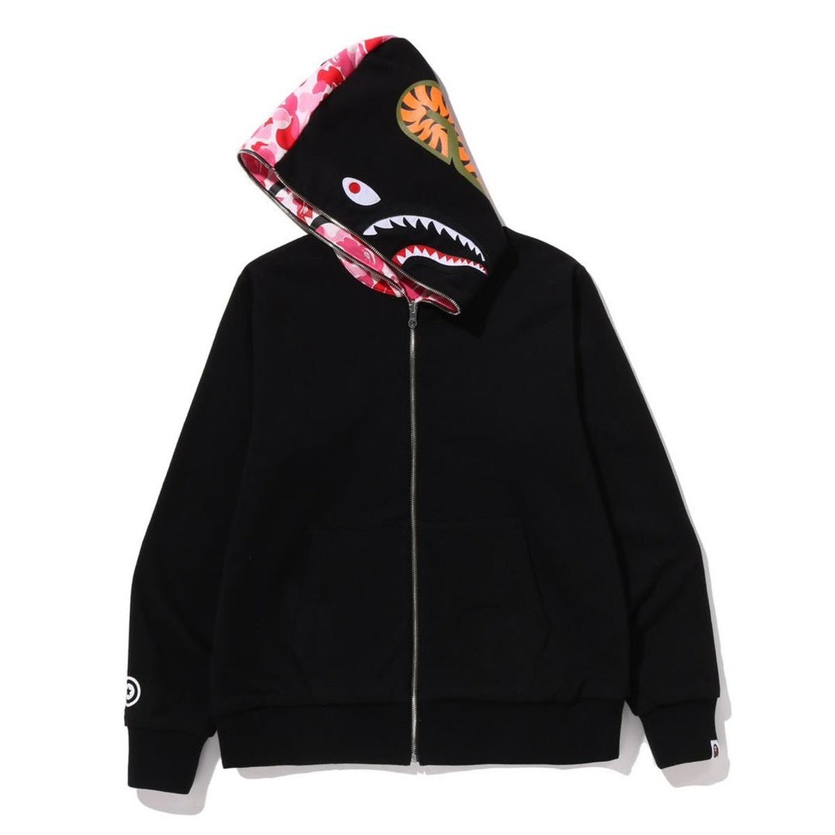 A BATHING APE BAPE ABC CAMO REVERSIBLE SHARK FULL ZIP HOODIE PINK