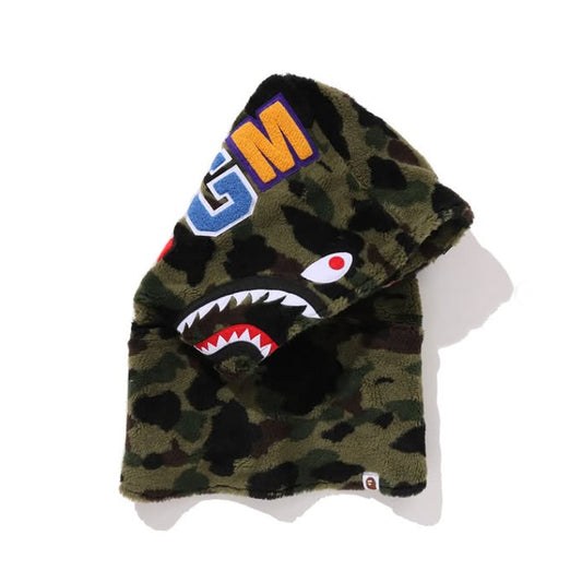 A BATHING APE BAPE 1ST CAMO SHARK BOA SNOOD GREEN