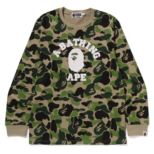 A BATHING APE BAPE ABC CAMO COLLEGE L/S TEE GREEN