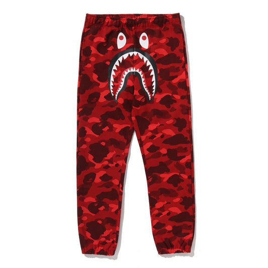 A BATHING APE BAPE COLOR CAMO SHARK SWEAT PANTS RED