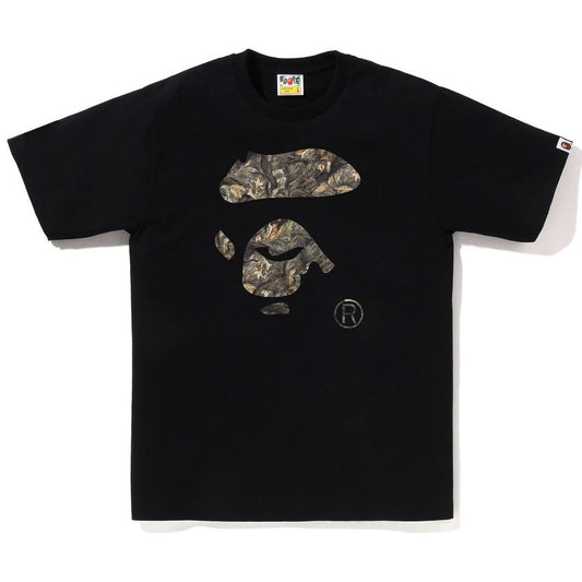 A BATHING APE BAPE TREE EDGE CAMO APE FACE TEE BLACK BROWN