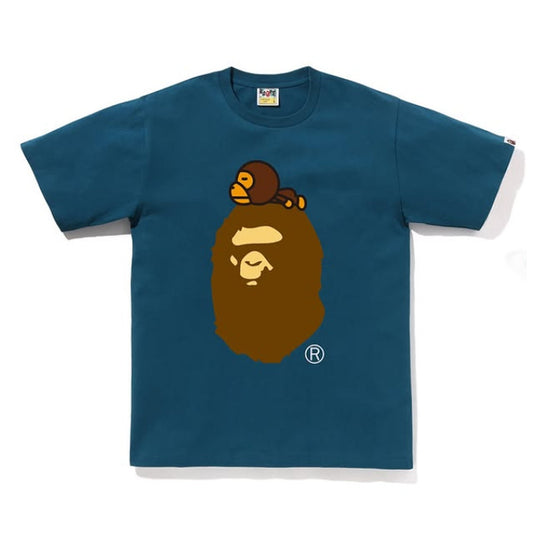 A BATHING APE BAPE MILO ON BIG APE TEE NAVY