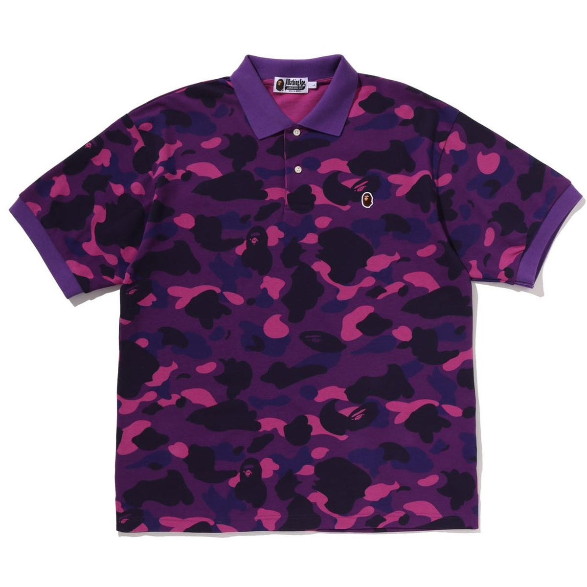 A BATHING APE BAPE COLOR CAMO ONE POINT RELAXED FIT POLO PURPLE