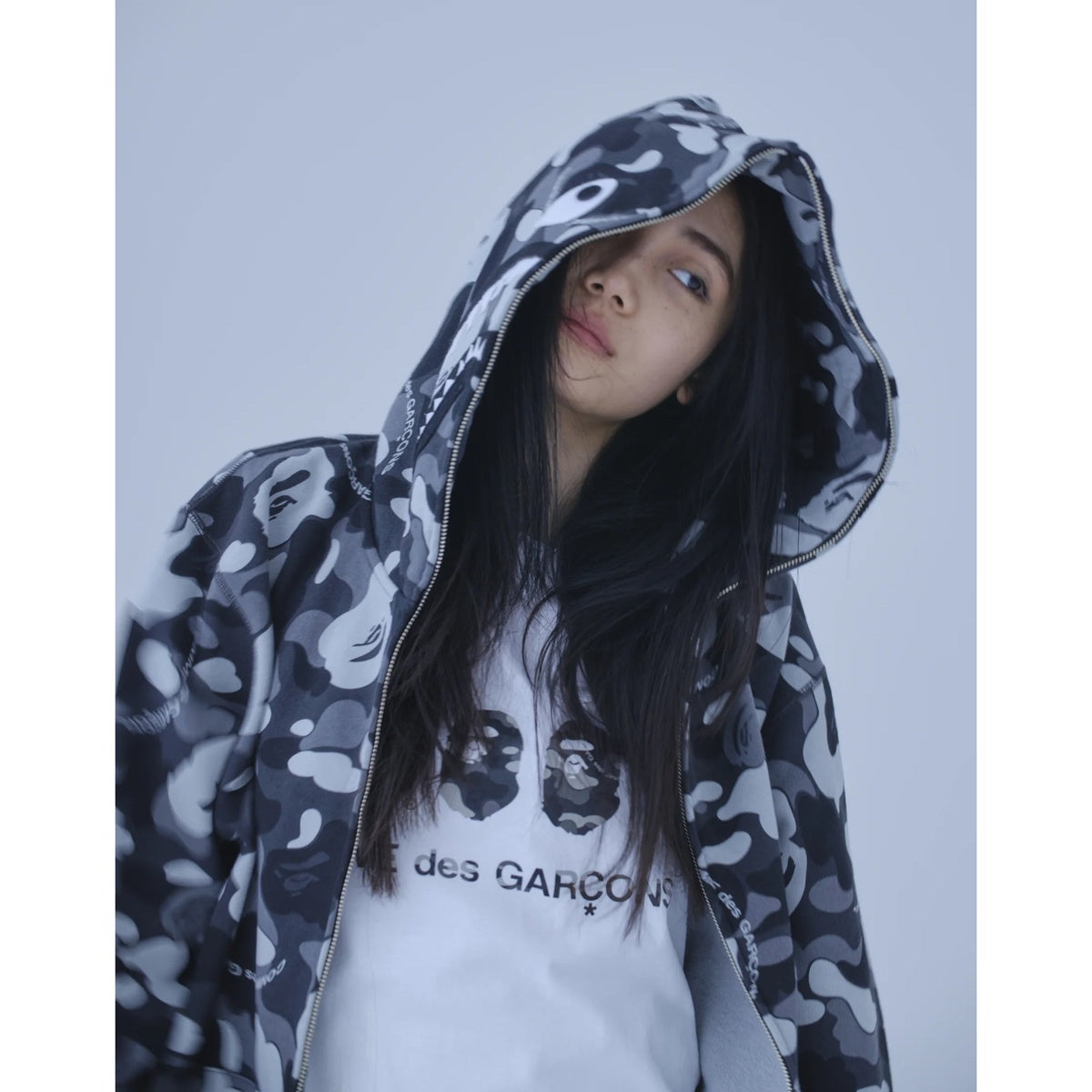 A BATHING APE BAPE COMME des GARÇONS CDG OSAKA SHARK FULL ZIP HOODIE BLACK