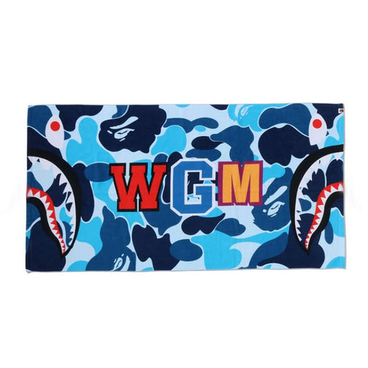 A BATHING APE BAPE ABC CAMO SHARK BEACH TOWEL BLUE