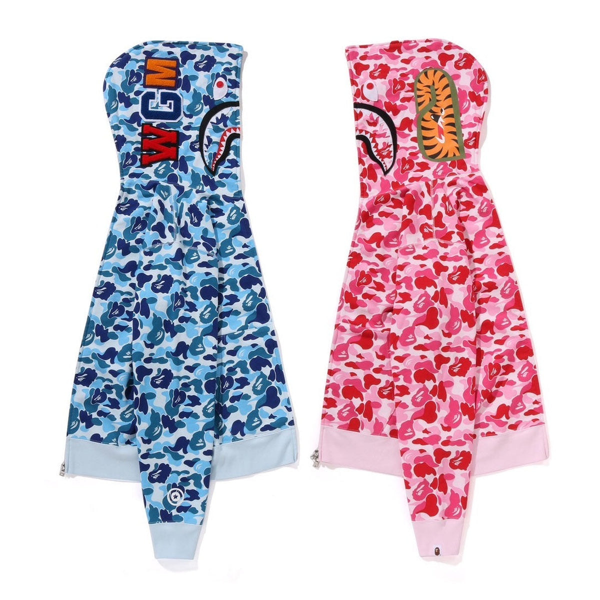 A BATHING APE BAPE ABC CAMO SEPARATE SHARK FULL ZIP HOODIE BLUE PINK