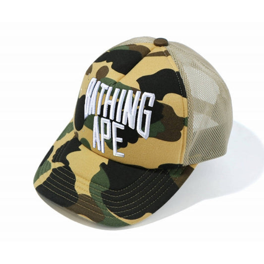 A BATHING APE BAPE 1ST CAMO NYC LOGO MESH CAP YELLOW