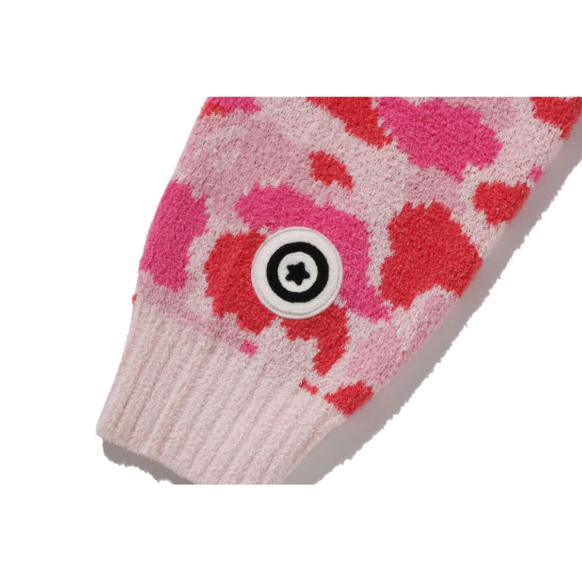 A BATHING APE BAPE LADIES' ABC CAMO TOWEL JACQUARD SHARK CROPPED FULL ZIP HOODIE PINK