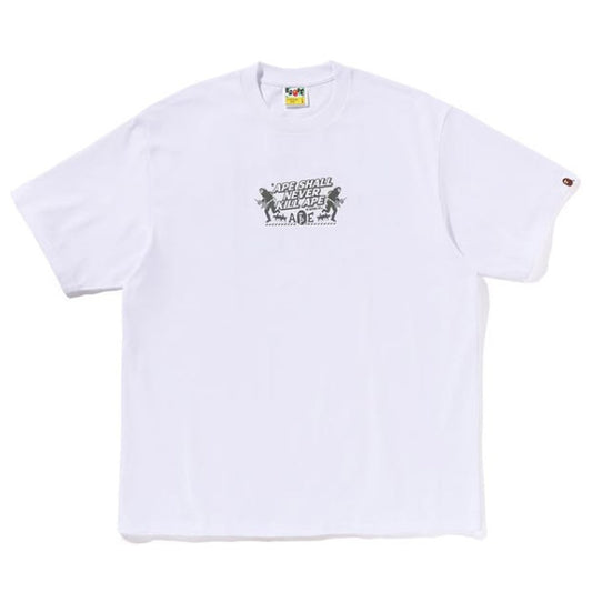 A BATHING APE BAPE SLOGAN RELAXED FIT TEE WHITE