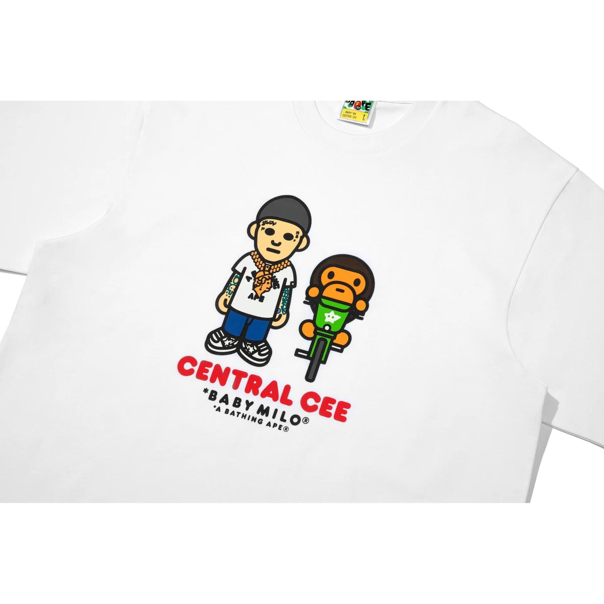 A BATHING APE BAPE SPOTIFY BY CENTRAL CEE BABY MILO RELAXED FIT TEE WHITE